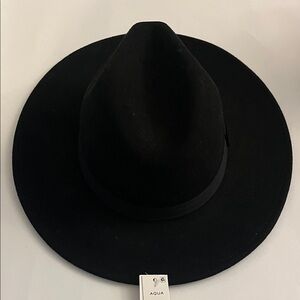Aqua Classic Black Fedora 100% wool exclusive of trim